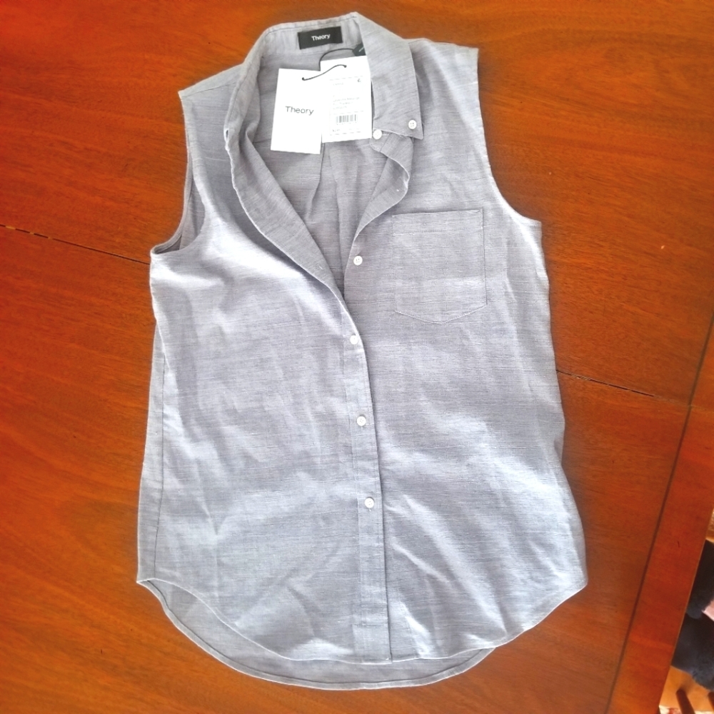 NWT Theory Sleeveless Lavender Melange Eco Sharkskin Blouse